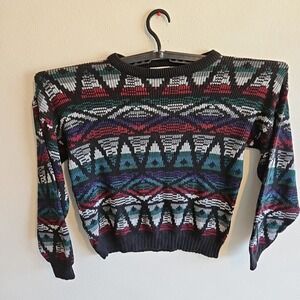 Vintage Sears Sweater Mens Size‎ M 90s Geometric Design Colorful Made In USA